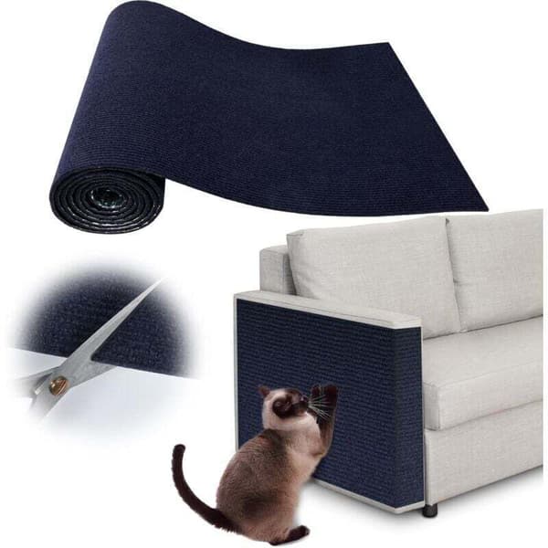 Klistrende kradsemåtte til katte, mørkeblå, 30 cm x 30 cm, 1 ridsefast sofaprotektor til katte, kradsebræt til sofa, kattemåtte