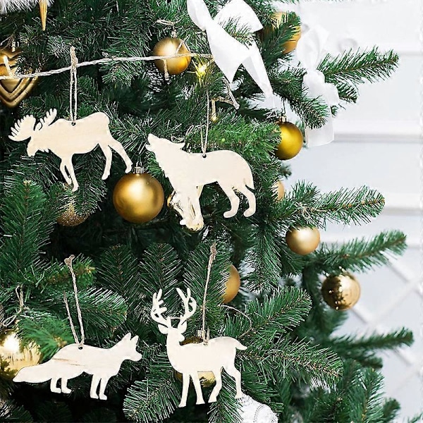 30 stk./sæt Træflis Ornament Gratfri Stilfuld Indretning Miljøvenlige Vilde Skovdyr Julepynt Vedhæng til Stue JIKAIX