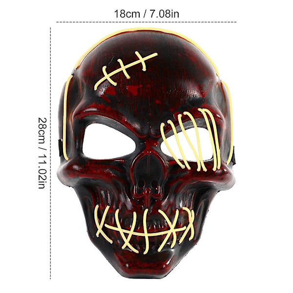 Halloween Skull Face Cover Cosplay Kostymer Light Up Led Covers Cosplay rekvisita Kostymer Skull Face Covers Light Up Kostymer Yellow