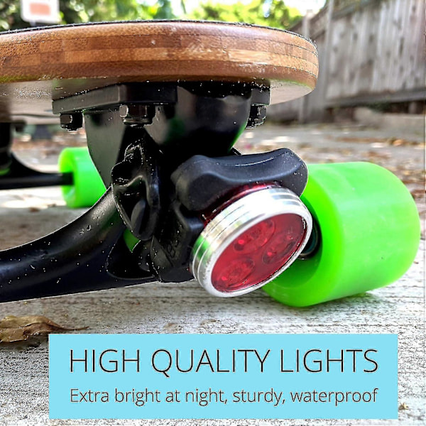 LED Skateboard Lys - LED Longboard Lys Foran og Bagpå USB Genopladelig. Ideelt Elektrisk Skateboard Lys Kit. 2 USB Kabler og 2 Stropper Inkluderet.