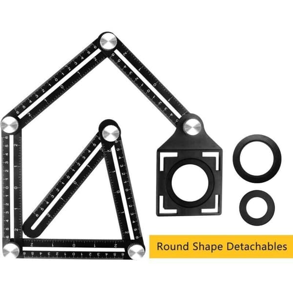 pc Multi-Angle Measuring Ruler with Positioning Hole. 6-Sided Aluminum Alloy Angle Jig Tool. Template Measuring Tool. Black