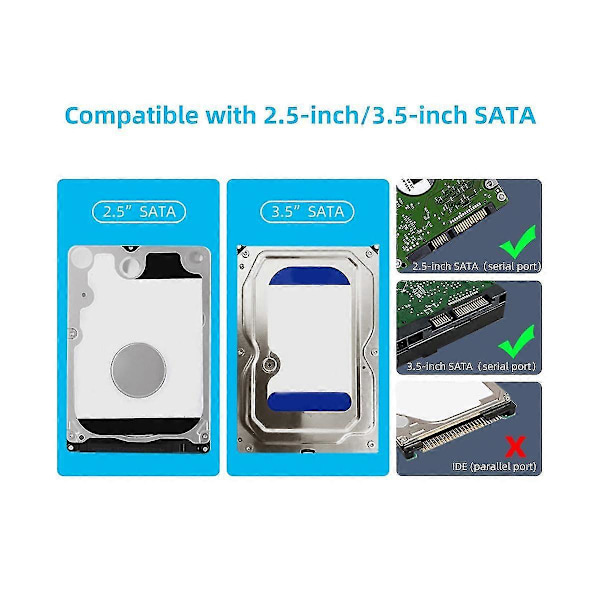 3,5 tommers HDD Kabinett USB 3.0 til SATA Harddisk Kasse SSD Kabinett Ekstern Solid State Harddisk-B15