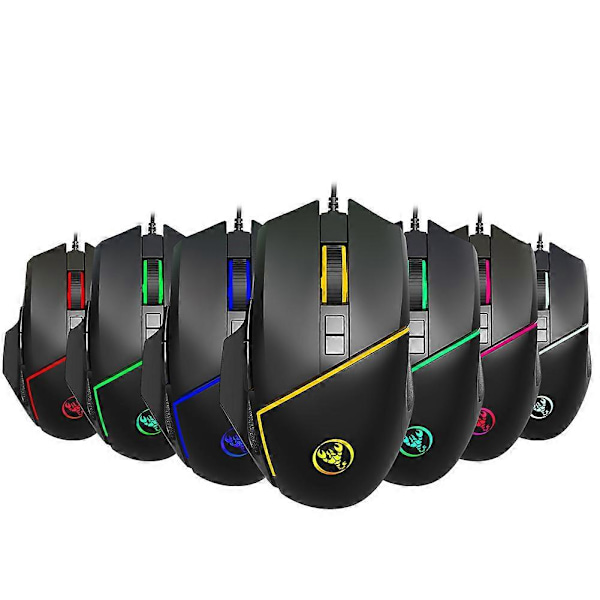 Kablet Gaming Mus USB Fargerik Belysning Justerbar 6400DPI Datatilbehør