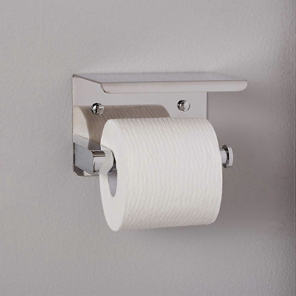 Toiletpapirholder - Moderne, Inkluderer Opbevaringshylde, Rustfrit Stål