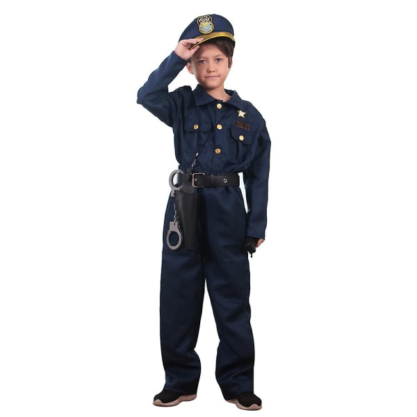 Kids Police Cosplay Kids Play Show Halloween Drag Party-kostymer 10-12y