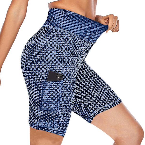 Tflycq Träningsleggings för kvinnor Fitness Sport Löpfickor Leggings Yogabyxor Blue S