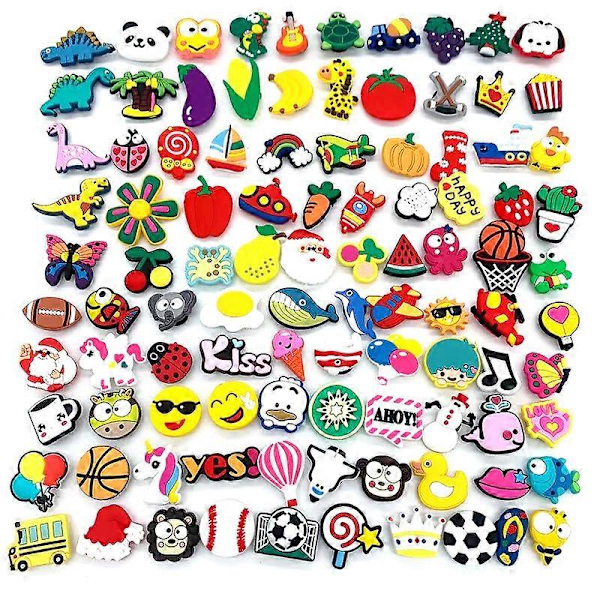 100 stk. Sko Charms, Sko Charms til Sko Dekoration, Crocs Sko Charm, Fødselsdagsfest Gave