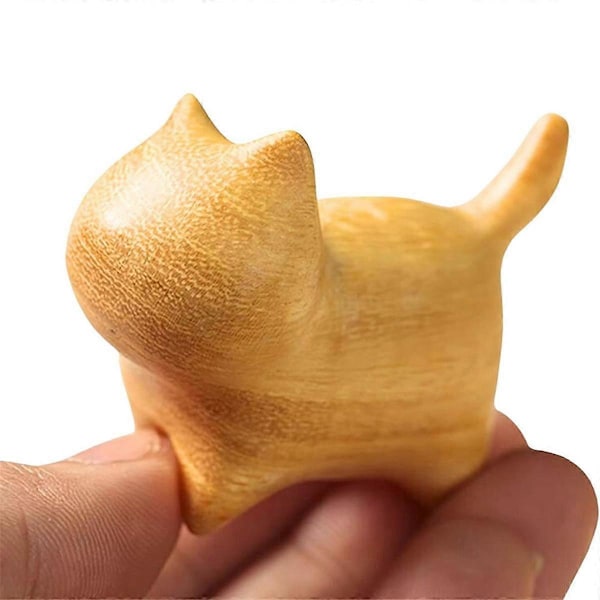 Kattfigurer i trä, modern stil, dekor, söta staty-ornament för skrivbord, kontor, presenter, kaffe