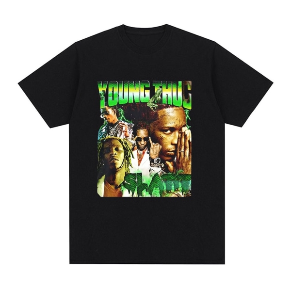 Rapper Young Thug Grafisk T-shirt Herr Kvinnor Mode Hip Hop Vintage T-shirt Q04254 Black S