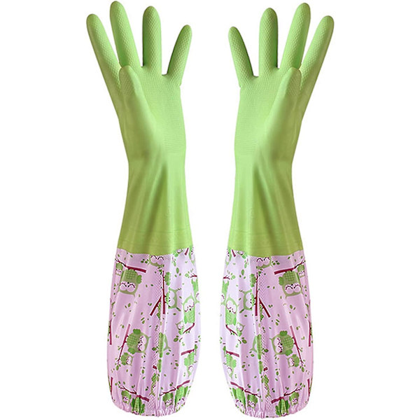 Ett par gummihandskar för rengöring av dammrännor - lång arm Green