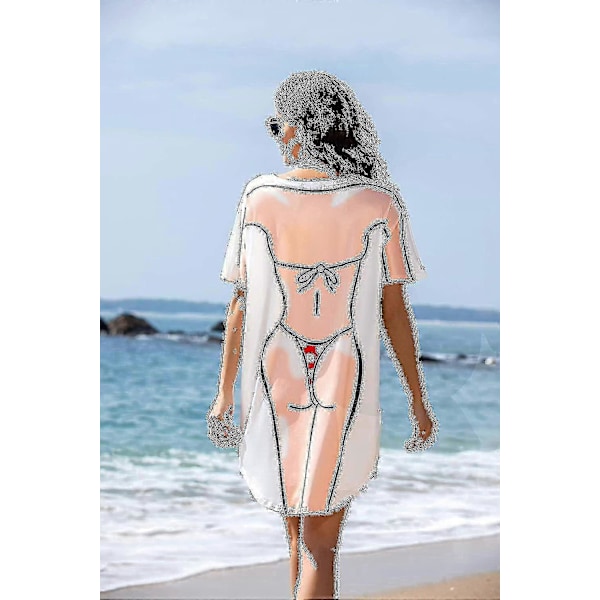 Bikinitröja för damer, kortärmad söt bikini-tryck, cover-up, baggy T-shirtklänning, rolig att bära