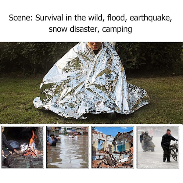 Førstehjælpstæppe, Mylar Udendørs Overlevelsestæppe til Camping, Vandring, Udendørs Overlevelse
