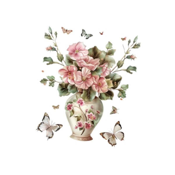 Blomvas Butterfly Väggdekal Party Vattentät Dörr PVC Tapet