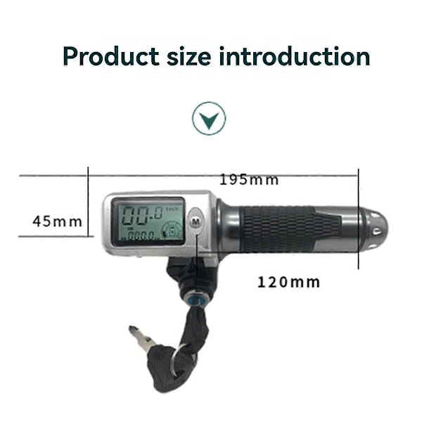 1 par elektrisk cykelgashåndtag med LCD-display 36-60V hastighedskontrolgashåndtag til E-cykel Scoo