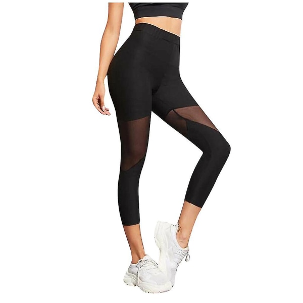 Tflycq Kvinnor Hollow Out Splice Tight Fitness Leggings Yoga Cropped Pants Byxor