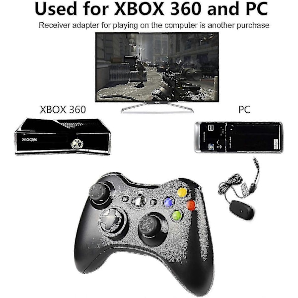 Trådløs controller til Xbox 360, Xbox 360 joystick trådløs spilcontroller til Xbox & Slim 360 PC (sort)-jie