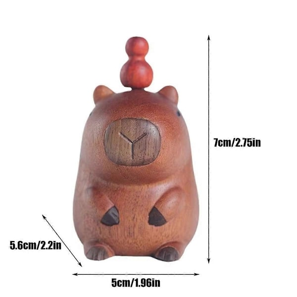 Trä Djur Statyer Miniatyr Trä Capybara Figurin Ornament Handgjord Snidad Hem Konst Staty för