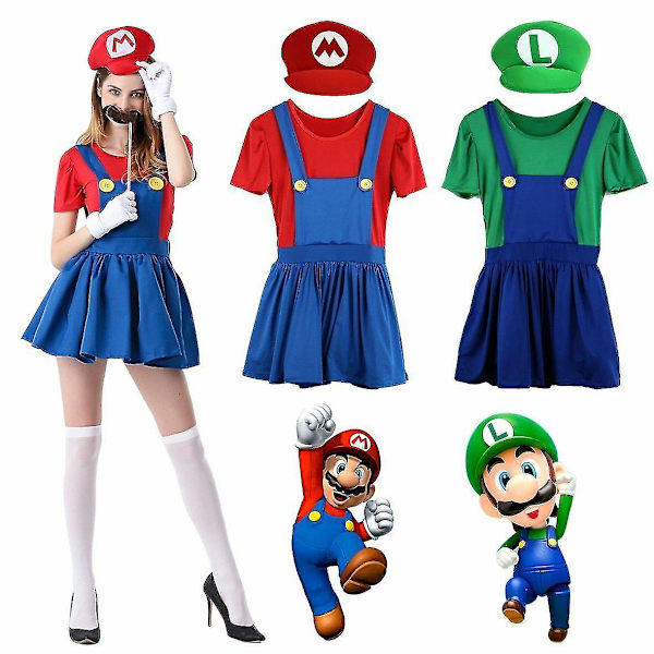 Mario och Luigi kostym för kvinnor B Red M