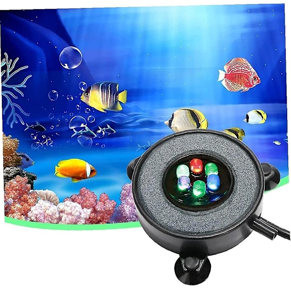 Akvarielys, Akvarielys til fisketank, Akvarieluftsten Bobletank Luftsten Lumble med 6 farveskiftende LED'er til akvarium