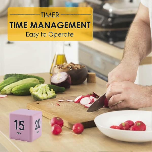 1 stk. Køkken Timer Elektronisk Kubisk Timer Nedtælling Køkken Cube Stilfuld (pink)