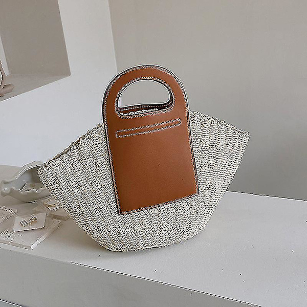 Damer Dam Handväska Enkel Halm Handväska Beige