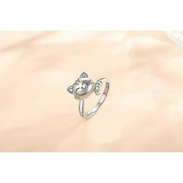 Söt Katt/Hund Spinner Ring 925 Sterling Silver Djur Katt/Hund Fidget Ring För Ångest För Kvinnor Flickor Stresslindrande Ångest