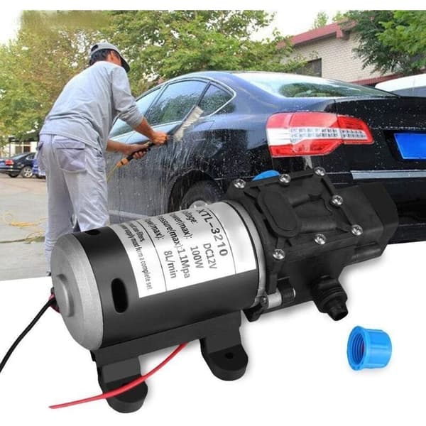 Vattenpump för husbilar. 12V DC. 60W. 130 PSI. 6 l/min. Membranprimerpump.