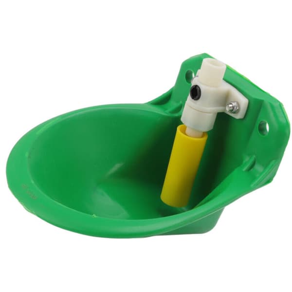 Vannkum i rustfritt stål med tappeplugg og kobling. Automatisk flottørvanningssystem for husdyr: sauer, geiter, hester, hunder.