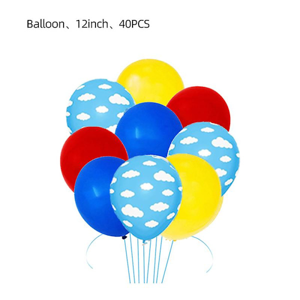 Blå himmel Vita moln Tema Festtillbehör Tecknad Toy Story Engångsservis kopp för barn Pojkar Födelsedagsfestdekorationer 40pcs balloon
