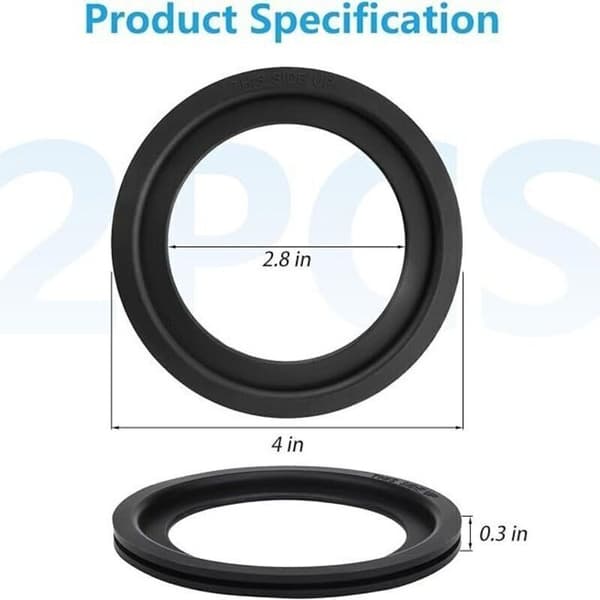 Pakke med 2 udskiftningsgummipakninger til toiletskylleventil, 71 mm x 100 mm. Sort