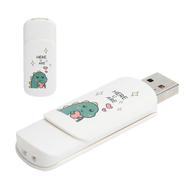 U Disk Skjutbart Skydd Tecknat Mönster Portabelt USB-minne Minnessticka Datalagring Liten Dinosaurie med Hjärta 32GB