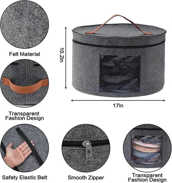 Hattförvaringslåda med lock, 43 cm diameter Pop Up Hattaskar för Kvinnor Män Förvaring