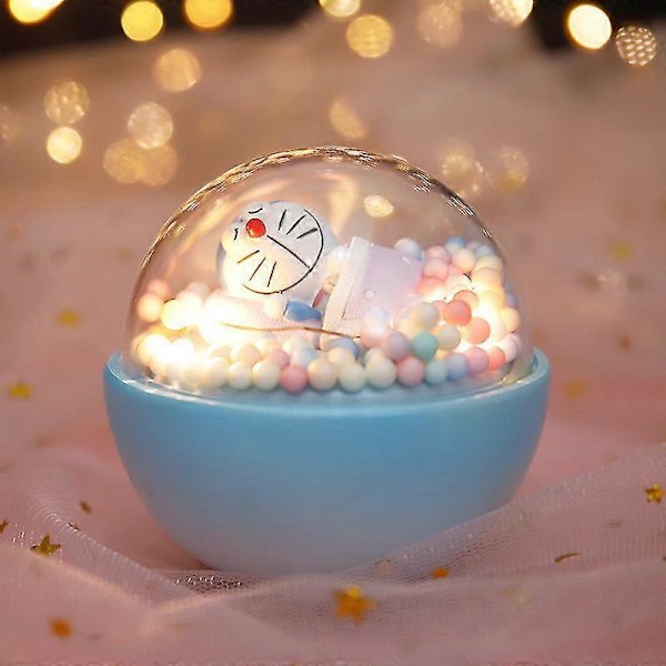Yaju Doraemon Rund Stjernelys Leselys Nattlys 1 stk, blå)