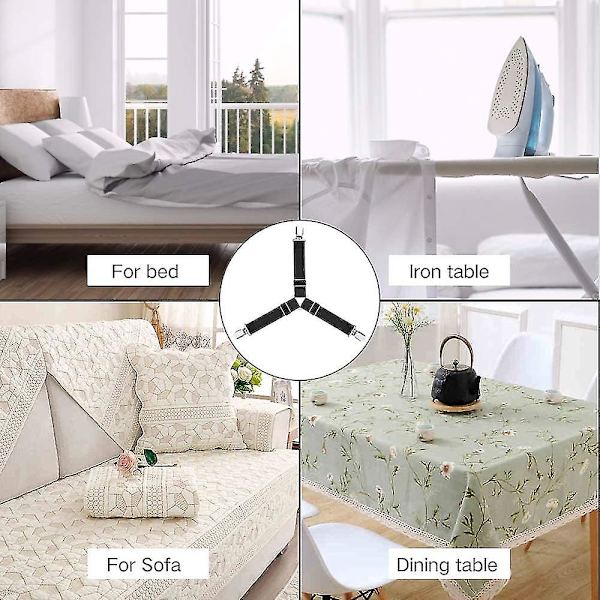 Lakanfästen, 4 st Justerbara triangel elastiska hängslen
