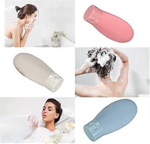 3 st Reseflaskor Set, 60ML Reseflaskor & Behållare, Små Mini Tomma Plast Klämflaskor med Förvaringsväska (Rosa, blå, vit)