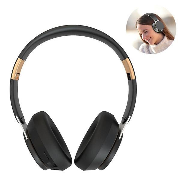 Vikbara trådlösa hörlurar Over-Ear Bluetooth -hörlurar med mikrofon Black
