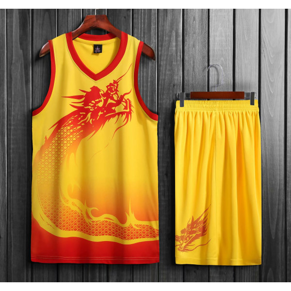 Baskettröja för män andas i 100 % polyester yellow 2XL