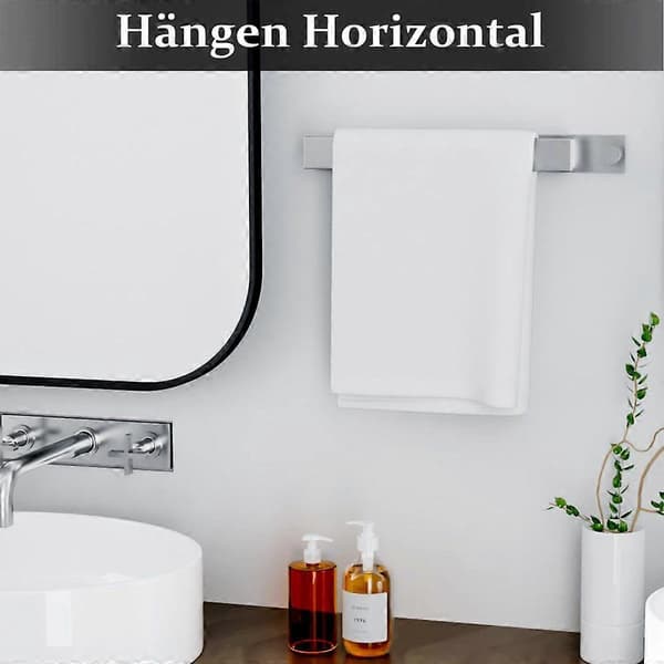 Håndkleholder, Elegant Sort Rustfritt Stål, Selvklebende for Rask og Enkel Montering