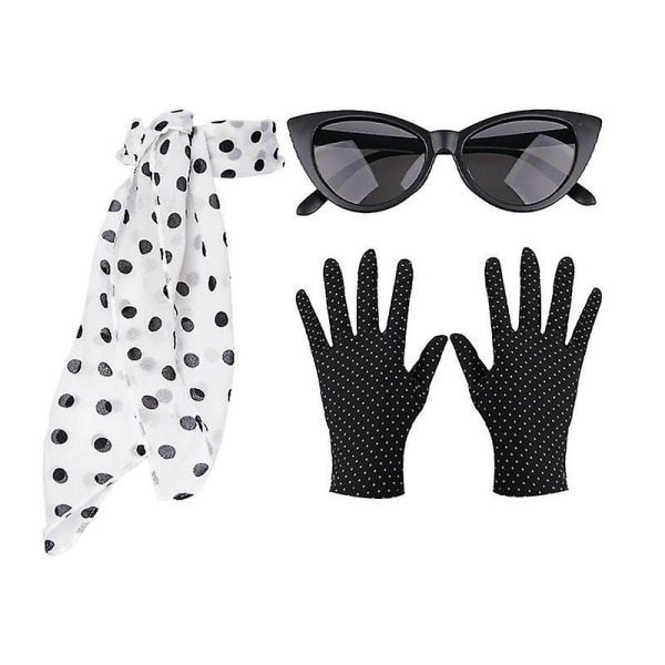 1950-talskläder för kvinnor Polka Dot Accessoarer 5st Retro Disco Outfit Kvinnor Festdräkter För Kvinnor Flickor Red