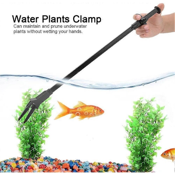 Akvariumtang, algeklemmer for vannplanter med langt håndtak, fôringsklemmer, sakser, pinsetter