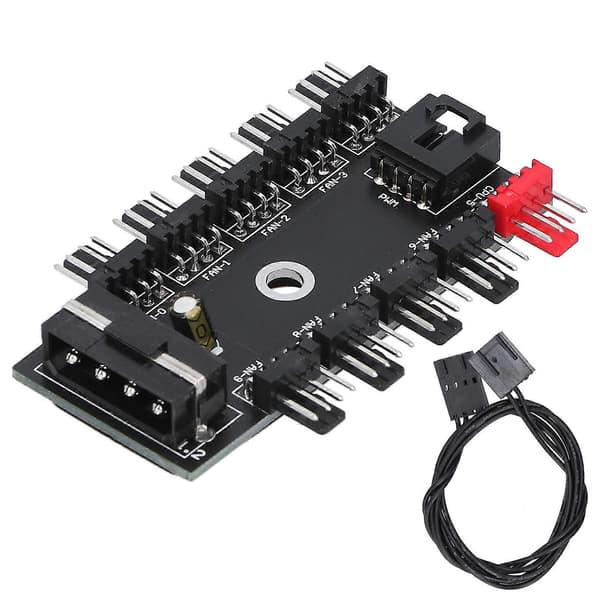 Chassis Fan Hub 4Pin Interface 10-vejs Splitter Hastighedscontroller Computerudstyr 12V