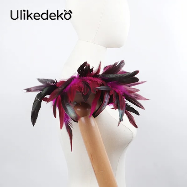 Gotisk fjädersjal rycker på axlarna Bolero fjäder axelomslag Cape Bröllopsfest Halloween Cosplay Rave Carnival Lyx fjädervingar colorful
