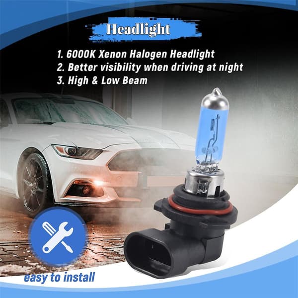 2 x 9006 HB4 6000K Halogen Strålkastarlampor 100W