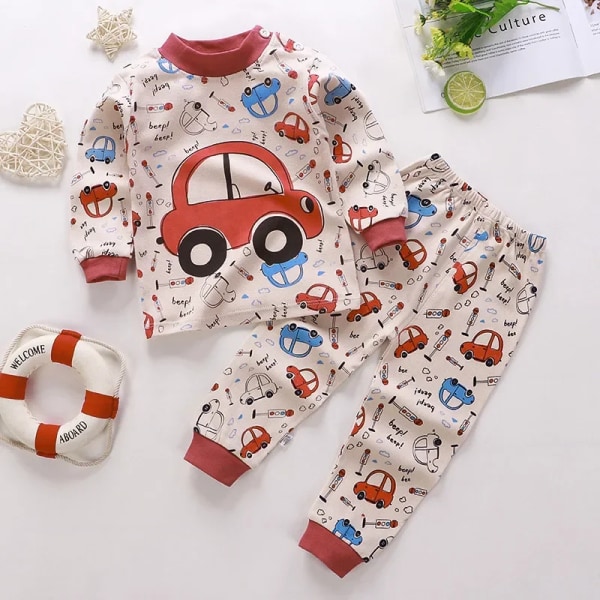 Pure Cotton Barn Set baby Pojkar Flickor Nattkläder Söta tecknade hemkläder Barnkläder set 21 3T