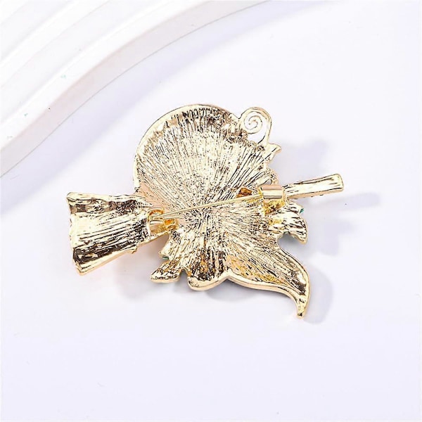 1 stk Rhinestone Græskar Heks Hat Broche Nål til Kvinder Piger Guldbelagt Mode Emalje Krystal Blomst Blad Kost Halloween Brocher Delikat Kjole Tilbehør