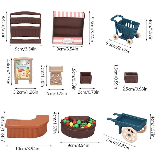 Mini Simulerings Fruktbutik Set Mini Butik Mini Hus Lekleksaker Simulerad Kassa Simulerad Fruktstånd Simulerad Dragvagn Leksaker