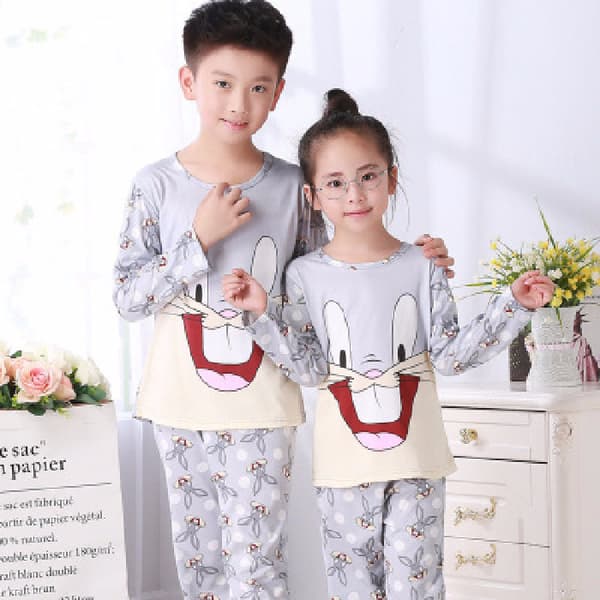Tecknade Pyjamas Set Barn Flicka Pojke Lång Pyjamas Sovkläder Nattkläder Bugs Bunny 5-6 Years