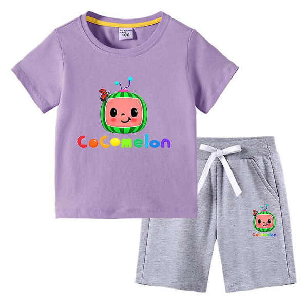 Cocomelon barn T-shirt kortärmad set Purple 100cm