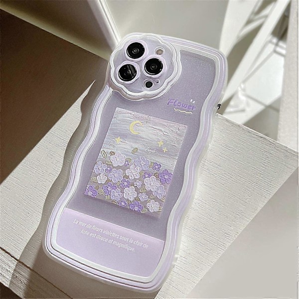 1 st Kompatibel med iPhone 14 Pro Max Skal med Sött Lila Blommönster Design Estetiskt Kvinnor Tonårsflickor Blom Linsskydd Skal för