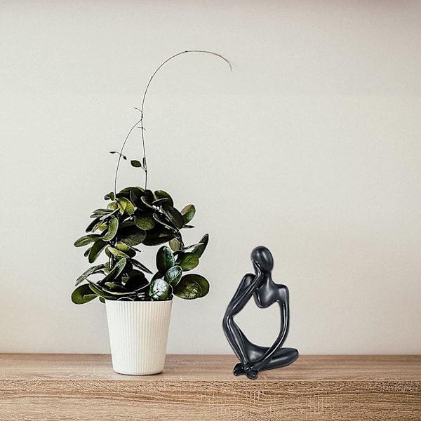 Svarta Mini Tänkaren Skulptur Ornament för Hem Vardagsrum Kontor (Höger)